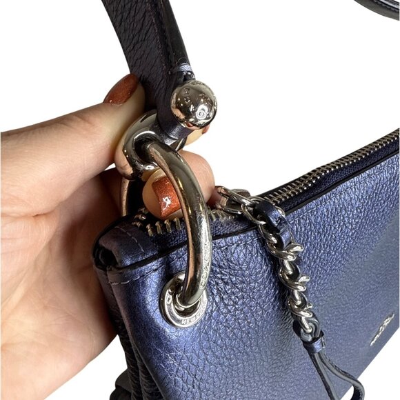 Coach Mia Pebbled Leather Shoulder Bag Metallic Blue Silver Hardware F29137 - Picture 11 of 11